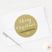 Gouden Glitter Vrolijke Kerstvakantie Ronde Sticker (Envelop)