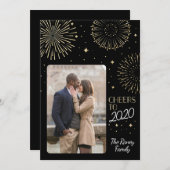 Gouden Glitter Vuurwerk Nieuwjaar Feestdagenkaart (Voorkant / Achterkant)