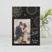 Gouden Glitter Vuurwerk Nieuwjaar Feestdagenkaart (Staand voorkant)