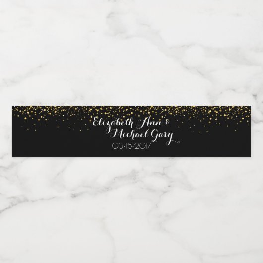 Gouden Glitter Waterfles Etiket (Enkel label)