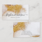 Gouden Glitter Waterverf Abstract Visitekaartje Contactkaartje (Voorkant / Achterkant)