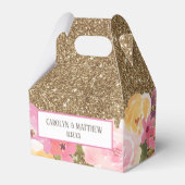 Gouden Glitter Waterverf Bloemenbruiloft Bedankdoosjes (Voorkant Zijde)