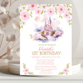 Gouden Glitter, Waterverf Castle, Floral Birthday Kaart