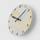 Gouden Glitter Wave Patroon Beige Ivoor Cream Deco Ronde Klok (Hoek)
