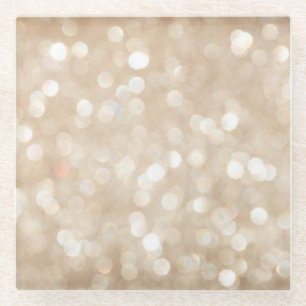 Gouden glitter, wazige kerst achtergrond. glazen onderzetter