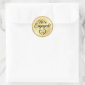 Gouden Glitter We zijn verloofd Monogrammed Heart Ronde Sticker (Tas)