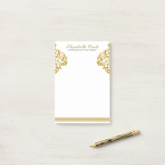 Gouden Glitter wervelingen & strepen Post-it® Notes (Op bureau)