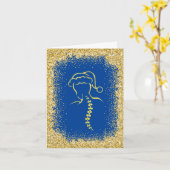 Gouden Glitter Wervelkolom Kerstman Contour Kaart (Gele Bloem)