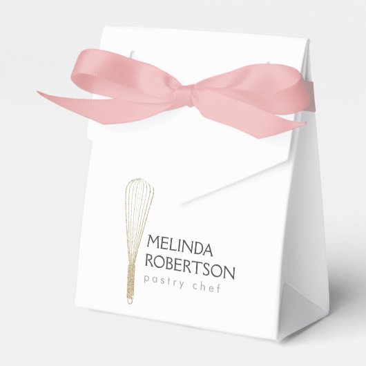 Gouden Glitter Whisk Bakkerij Tent Box, Favor Box Bedankdoosjes (Voorkant Zijde)