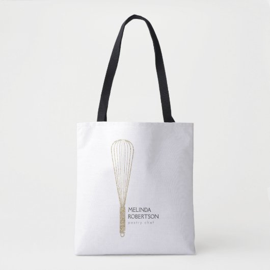 Gouden Glitter Whisk Bakkerij Tote Bag (Voorkant)