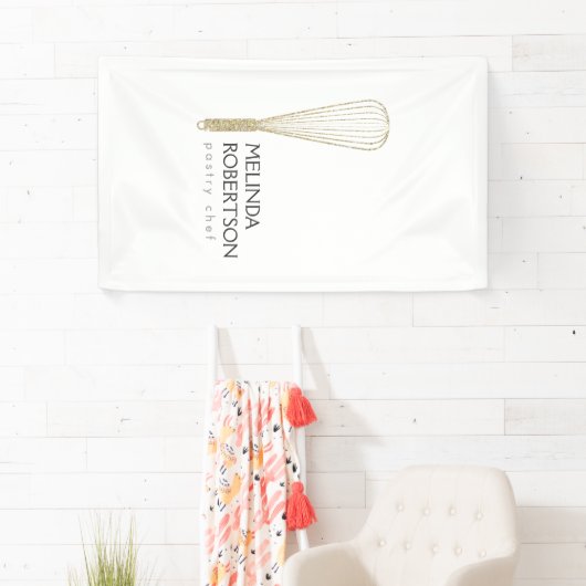 Gouden Glitter Whisk Bakkerij Verticale Banner (Insitu)