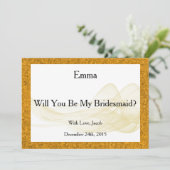 Gouden Glitter Wil Je Mijn Bruidsmeisje Zijn Abstr Kaart (Staand voorkant)