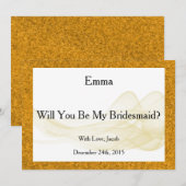 Gouden Glitter Wil Je Mijn Bruidsmeisje Zijn Abstr Kaart (Voorkant / Achterkant)