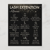 Gouden Glitter Wimper Extensie Nazorg Budget Flyer (Achterkant)
