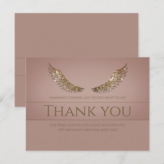 Gouden Glitter Wimpers Dank U Roos Korting Briefkaart (Voorkant / Achterkant)