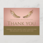 Gouden Glitter Wimpers Vleugels Dank U Korting Roz Briefkaart (Voorkant)