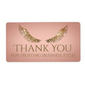 Gouden Glitter Wimpers Vleugels Fel Roze Label (Voorkant)