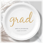 Gouden Glitter | Wit Afstuderen Papieren Bordje
