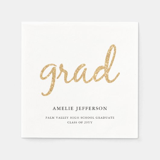 Gouden Glitter | Wit Afstuderen Servet (Voorkant)