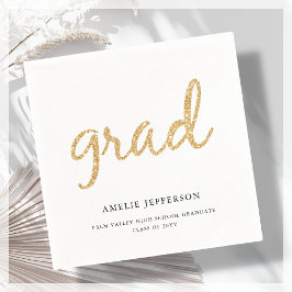 Gouden Glitter | Wit Afstuderen Servet