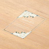 Gouden Glitter Wit Bloemen Nuestra Boda Bruiloft Acryl Uitnodigingen (Laagn)