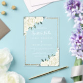 Gouden Glitter Wit Bloemen Nuestra Boda Bruiloft Acryl Uitnodigingen (Insitu (Huwelijk))