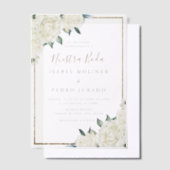 Gouden Glitter Wit Bloemen Nuestra Boda Bruiloft Vellum Uitnodigingen (Offset)