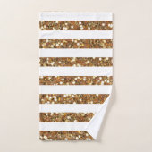 Gouden Glitter Wit Gestreept Bad Handdoek (Handdoek)