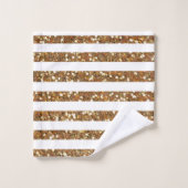Gouden Glitter Wit Gestreept Bad Handdoek (Wasdoekje)