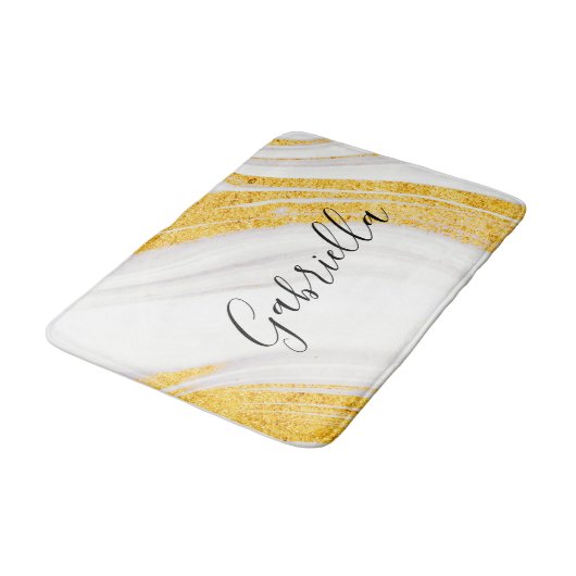 Gouden Glitter Wit Marmer Badmat (Gekanteld)