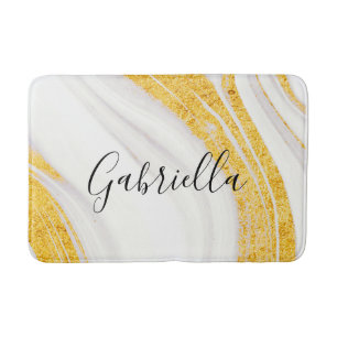 Gouden Glitter Wit Marmer Badmat