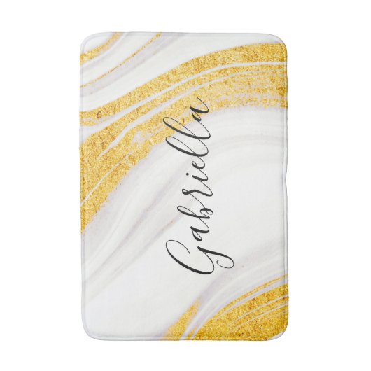 Gouden Glitter Wit Marmer Badmat (Voorkant Verticaal)