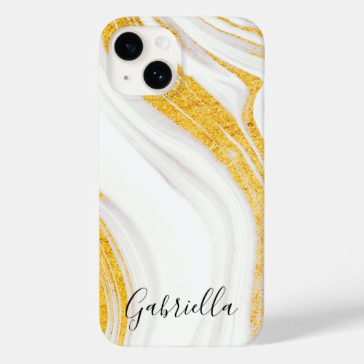 Gouden Glitter Wit Marmer Case-Mate iPhone Case (Achterkant)