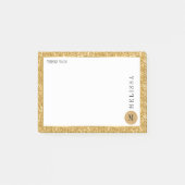 Gouden Glitter & Wit Modern Ontwerp Post-it® Notes (Voorkant)