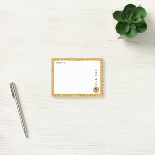 Gouden Glitter & Wit Modern Ontwerp Post-it® Notes (Kantoor)