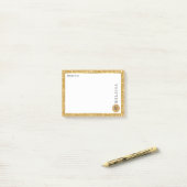 Gouden Glitter & Wit Modern Ontwerp Post-it® Notes (Op bureau)