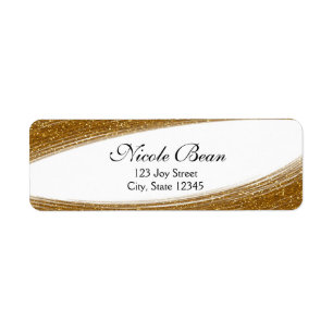 Gouden Glitter & Witte Aangepaste Adreslabels Etiket