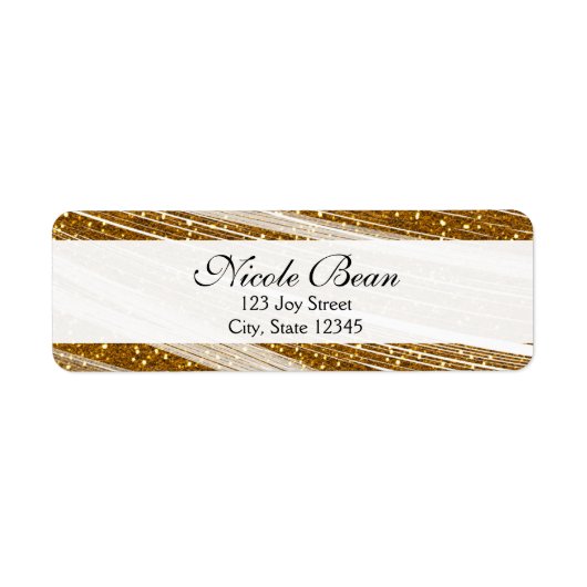 Gouden Glitter & Witte Aangepaste Adreslabels Etiket (Voorkant)