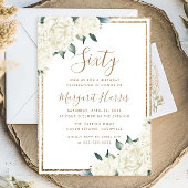 Gouden Glitter Witte Bloem 60e Zestig Verjaardag Kaart