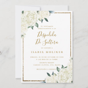Gouden Glitter Witte Bloemen Spaans Vrijgezellenfe Kaart