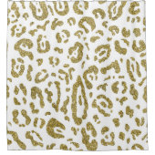 Gouden glitter witte cheeta luipaard dierprint  douchegordijn (Voorkant)
