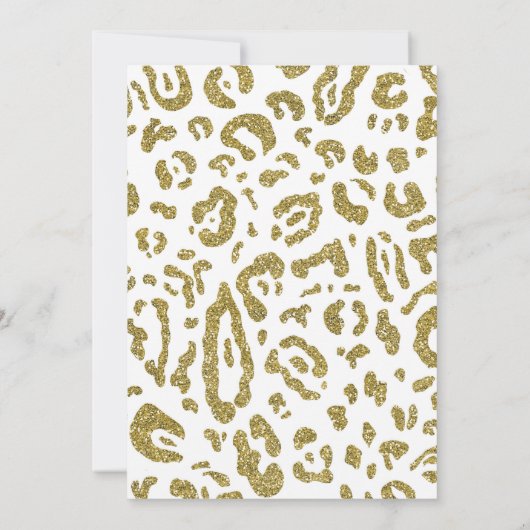 Gouden Glitter Witte Cheetah Leopard Chic Wedding Kaart (Achterkant)