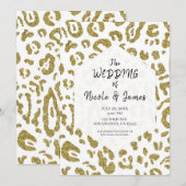 Gouden Glitter Witte Cheetah Leopard Chic Wedding Kaart (Voorkant / Achterkant)