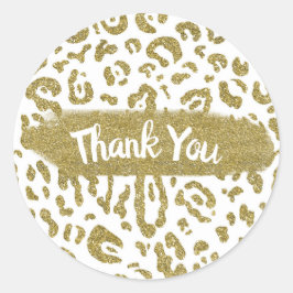Gouden Glitter Witte Cheetah Luipaard Dierprint Ronde Sticker