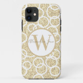Gouden Glitter Witte Geometrische Cirkels Monogram Case-Mate iPhone Case (Achterkant)