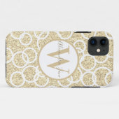 Gouden Glitter Witte Geometrische Cirkels Monogram Case-Mate iPhone Case (Achterkant (horizontaal))