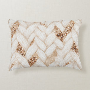 Gouden Glitter Witte Geweven Nep Stof Accent Kussen