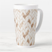 Gouden Glitter Witte Geweven Nep Stof   Latte Mok (Rechterhoek)