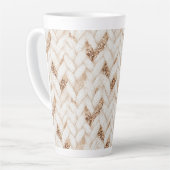 Gouden Glitter Witte Geweven Nep Stof   Latte Mok (Linkerhoek)