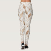 Gouden Glitter Witte Geweven Nep Stof Leggings (Achterkant)